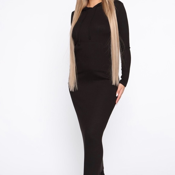 Last one!! Long black hooded sweater dress. NWT M - Picture 4 of 14
